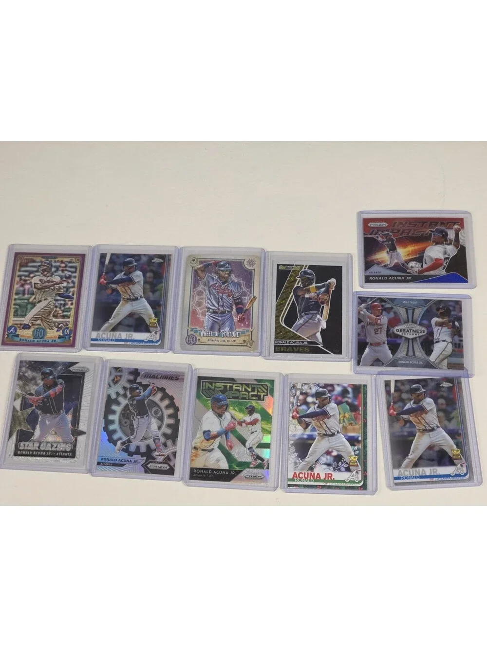 Ronald Acuna Atlanta Braves Card Lot Topps Chrome Prizm Optic Rookie Cup